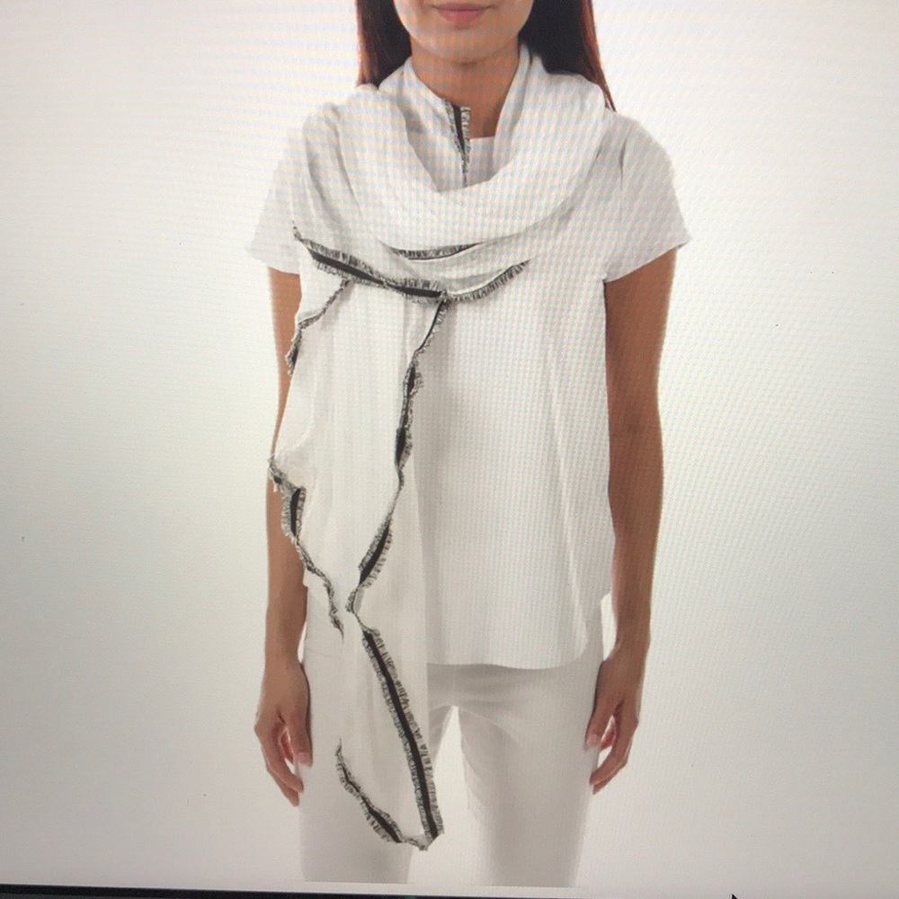 Janie Besner Sheer Scarf with novelty trim